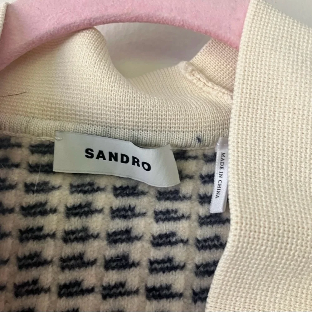 Sandro October Cream and Black Striped Cardigan - Picture 4 of 5